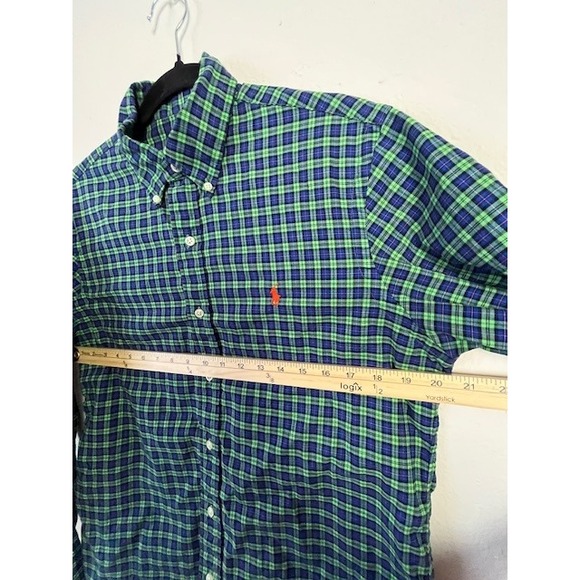 Ralph‎ Lauren Medium Plaid Button Down Shirt Green Blue Orange Pony Logo - Picture 7 of 12
